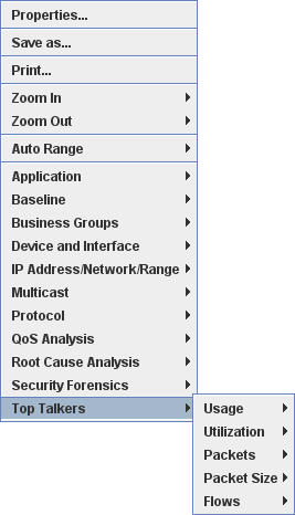 Top Talkers Secondary Menu